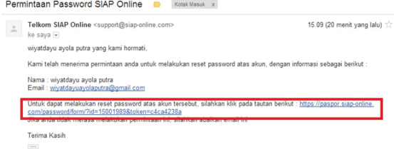 Password email saya