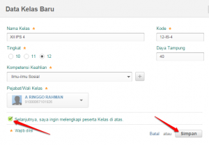 CEK DAN KLIK SIMPAN buat kelas