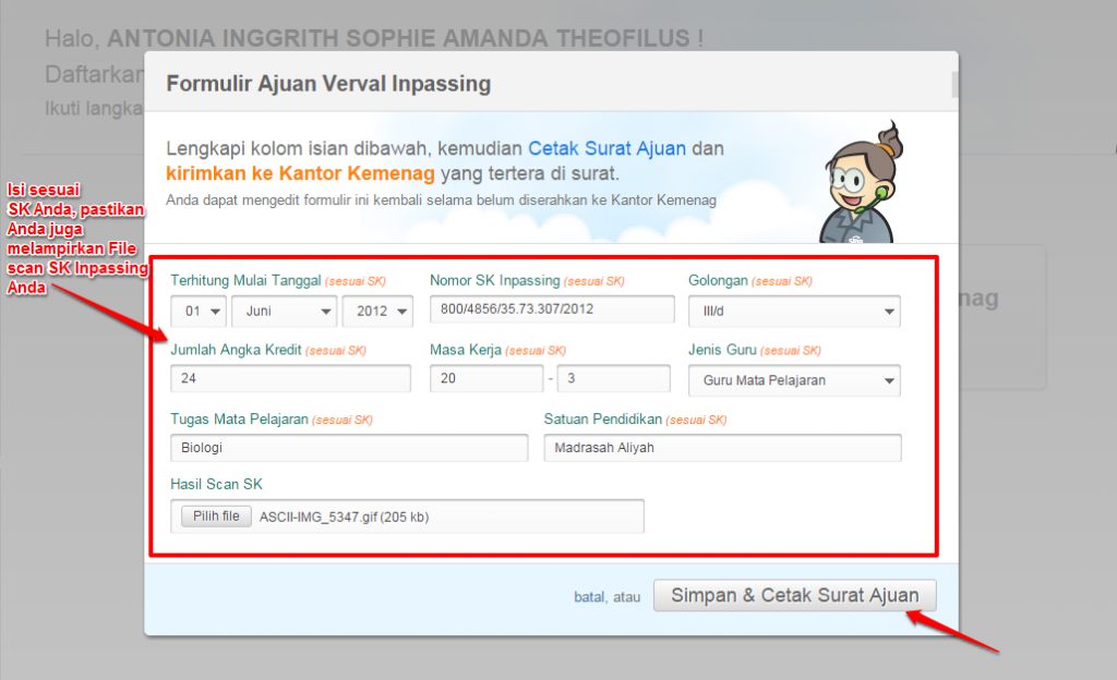  dan password login Anda pada halaman login yang muncul Cara Verval Inpassing PTK Pada Aplikasi Simpatika