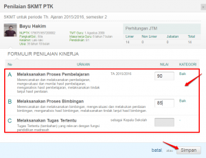 isi form penilaian dan simpan